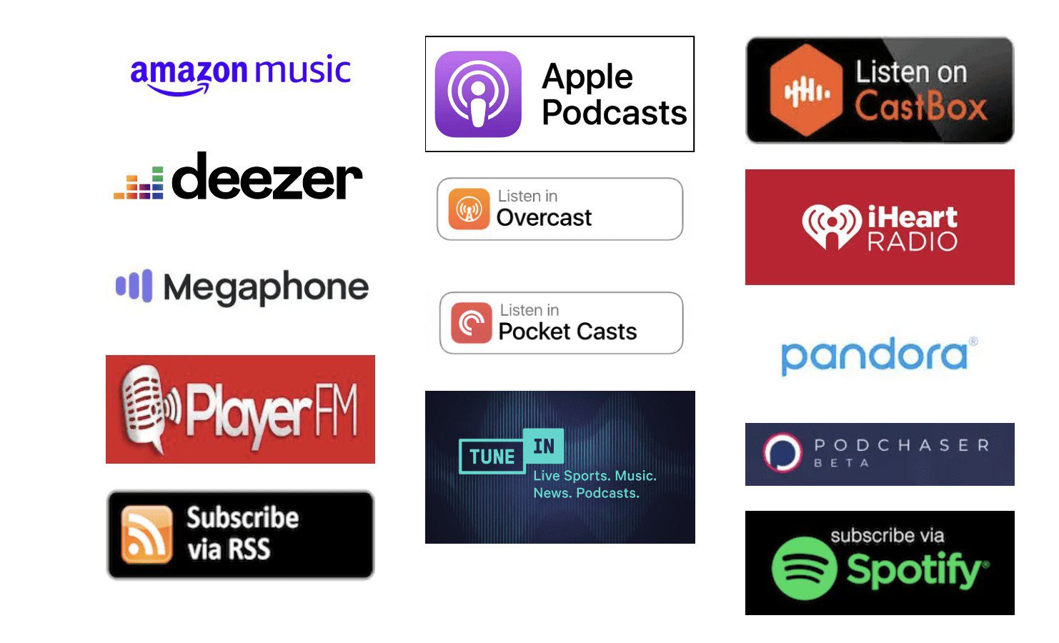 Podcast apps where you can listen to The Joy of Padel